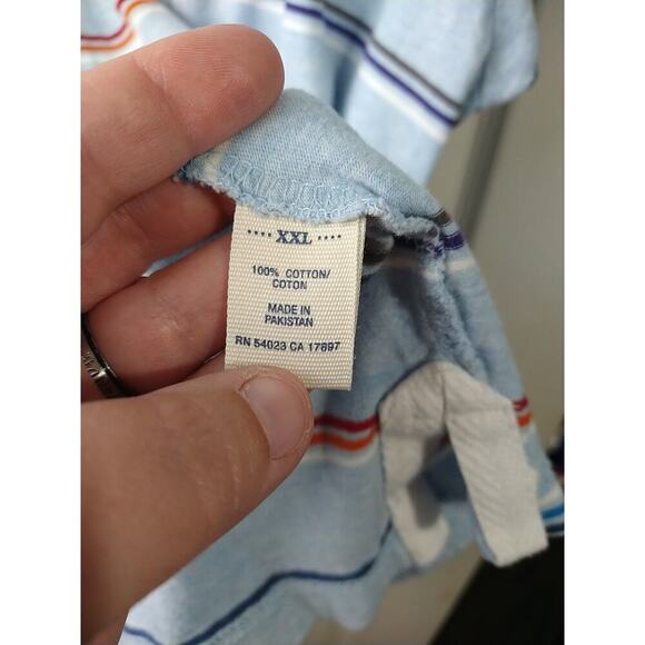 $ Old Navy Men's XXL Polo Striped Blue Shirt Short Sleeve Two Button Close - Picture 8 of 10